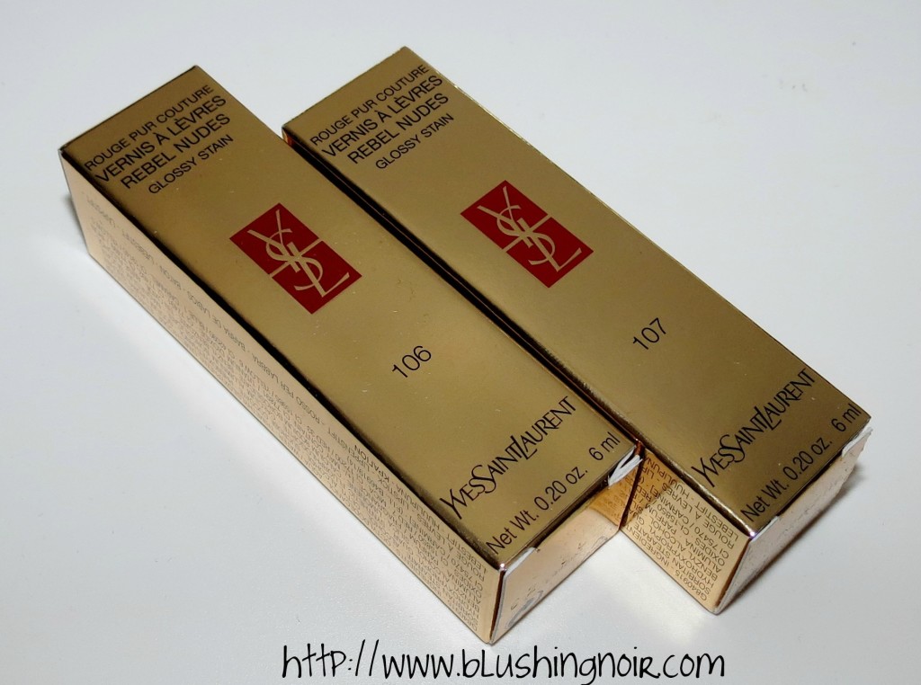 Yves Saint Laurent 106 Beige Anarchist & 107 Naughty Mauve Rouge Pur Couture Vernis À Lèvres Glossy Stain Swatches & Review – Rebel Nudes
