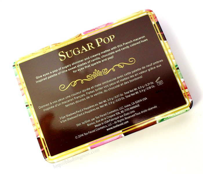 Too faced Sugar Pop Palette back
