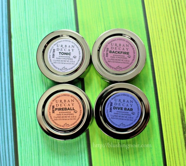 Urban Decay Tonic Fireball Backfire Dive Bar swatches