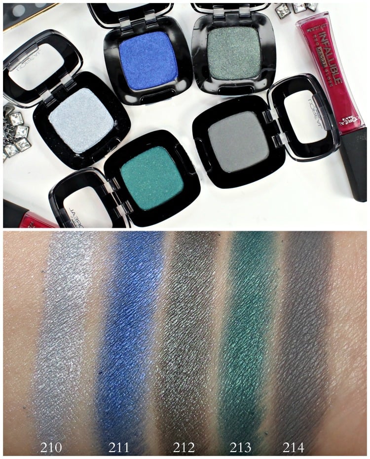 L'Oreal Colour Riche Eye Shadow Swatches 210 211 212 213 214