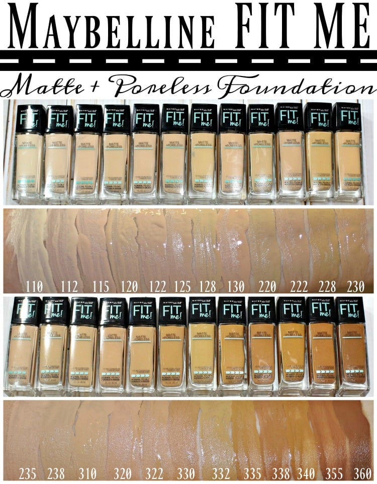 Maybelline FIT Me Matte & Poreless foundation swatches review swatch pics